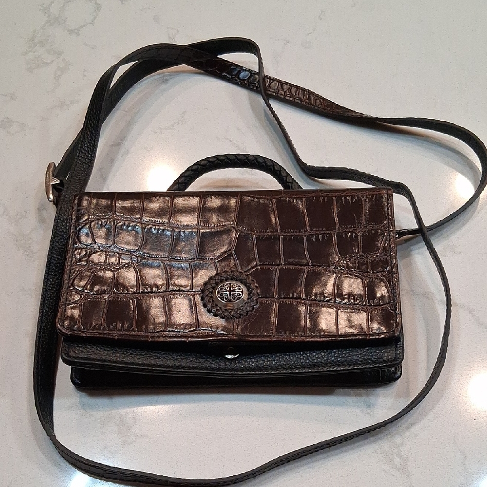 Brighton Dark Brown Croc-Embossed Crossbody Bag 75% OFF